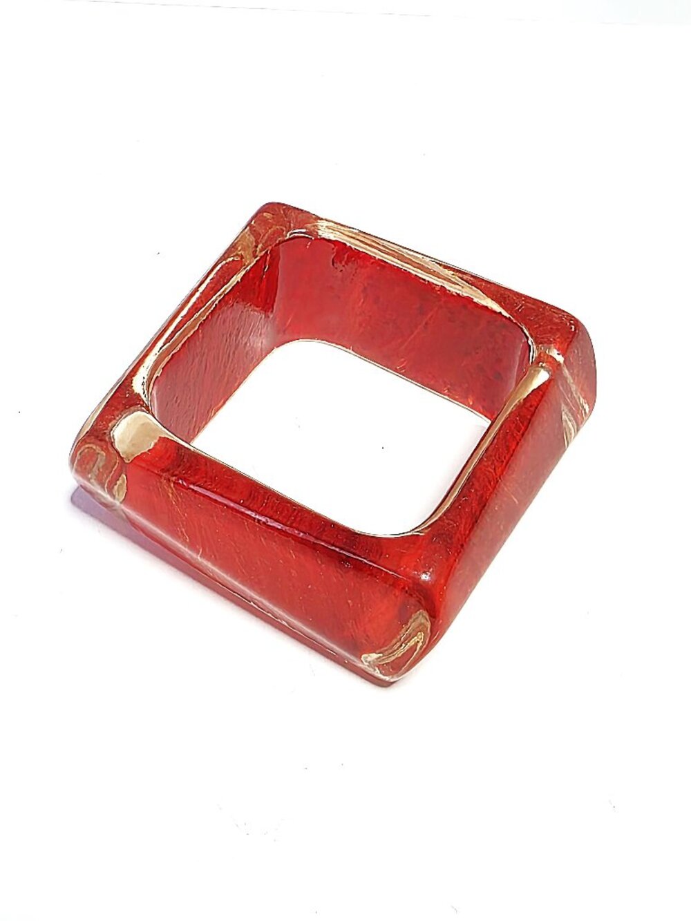 Orange square lucite bangle bracelet